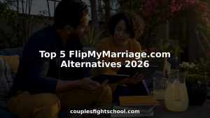 Couple discussing relationship tools at home