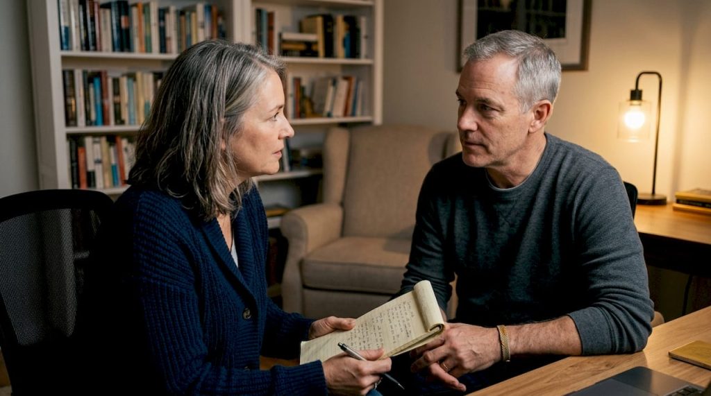 Couple discussing communication issues in home