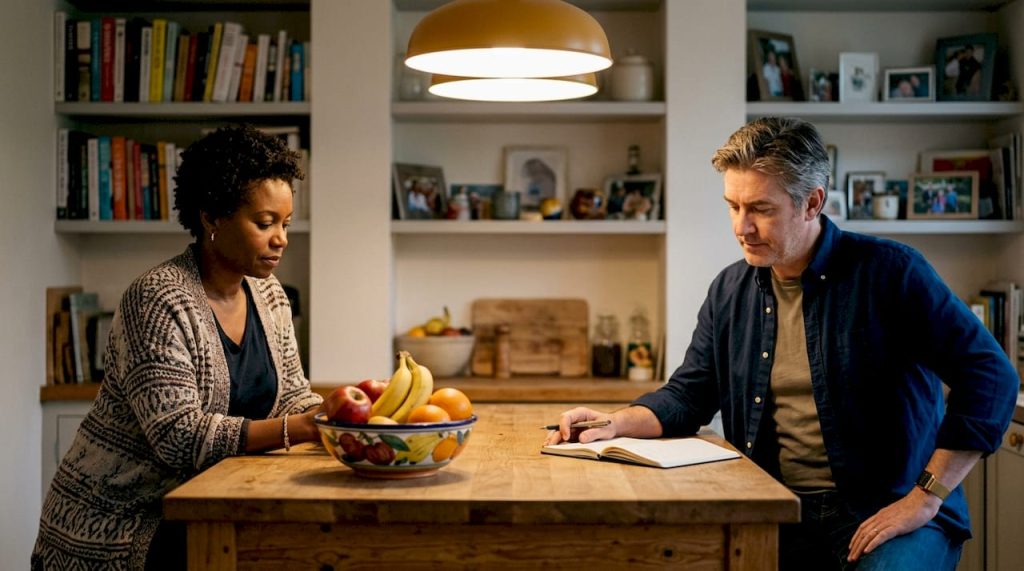 Couple sitting apart avoiding conversation