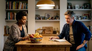 Couple sitting apart avoiding conversation