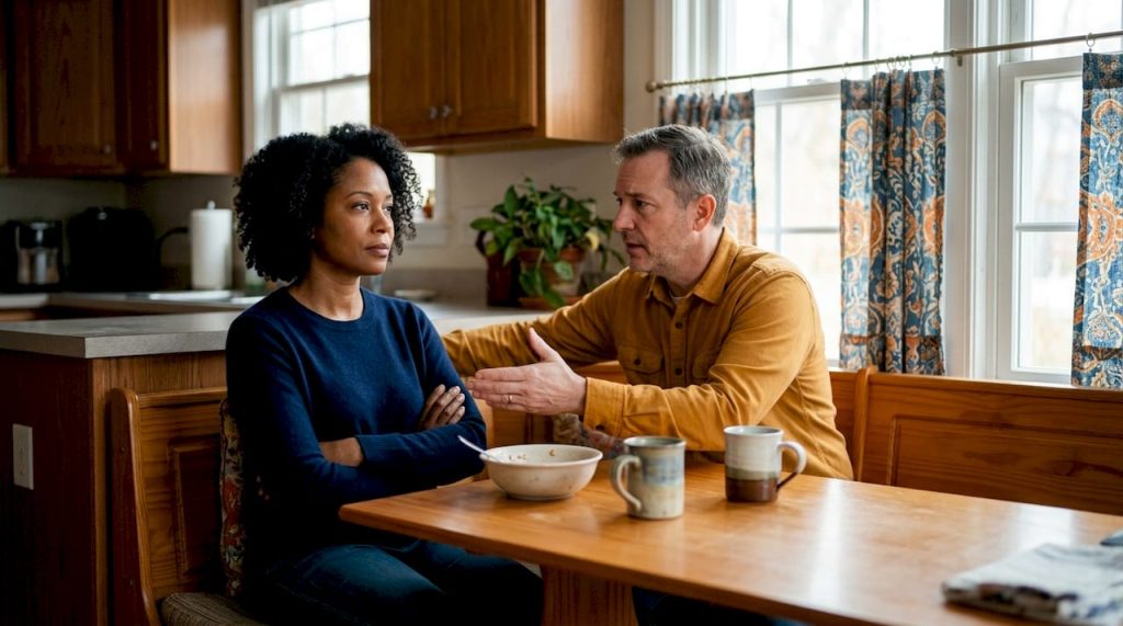 Couple emotionally distant during argument