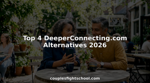 Couple engaging with online relationship coaching tablet