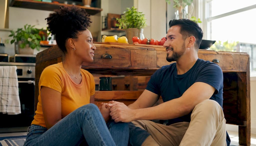 Couple sharing trusting emotional connection