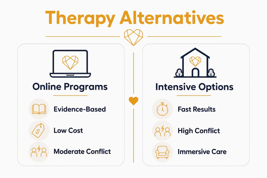 Infographic comparing couples therapy alternatives