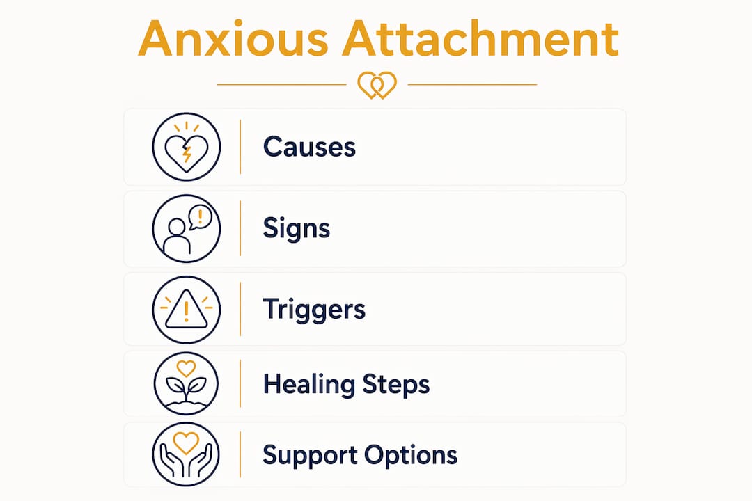 Infographic showing anxious attachment overview