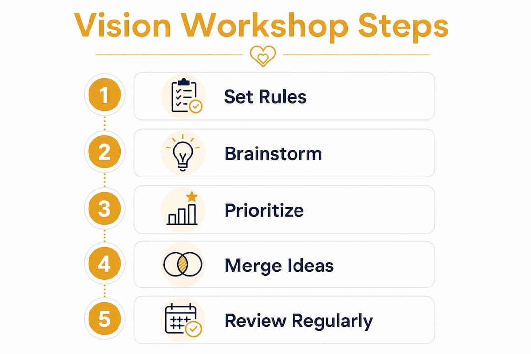 Infographic illustrating steps of marriage vision workshop