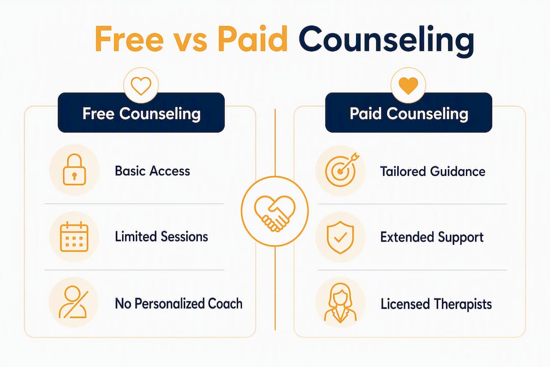Infographic comparing free and paid marriage counseling