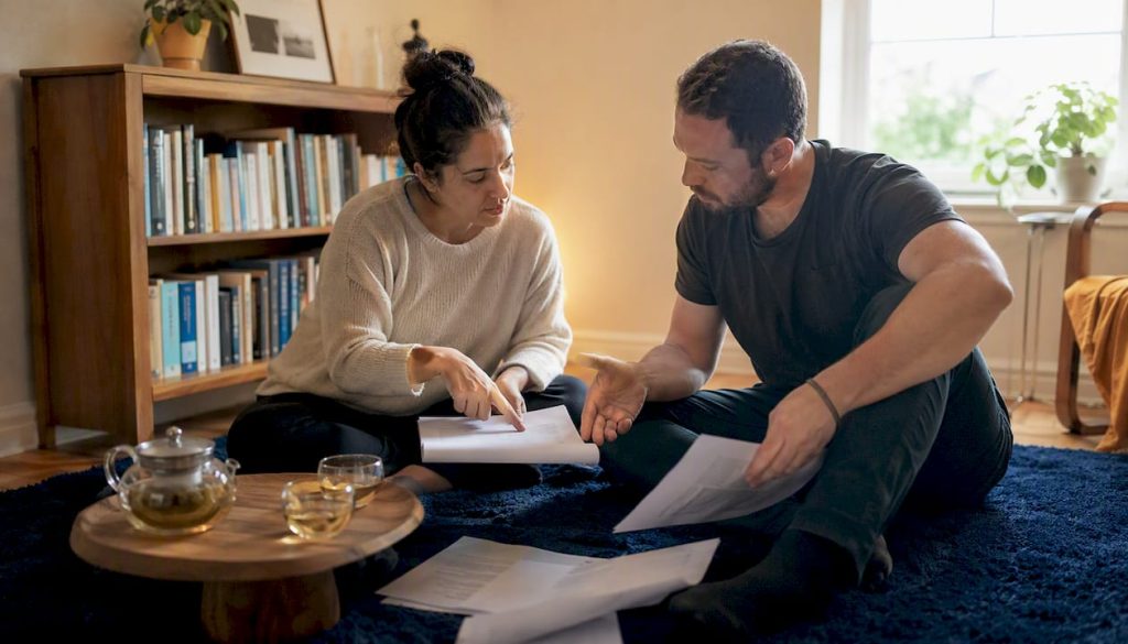 Couple working on relationship tools together