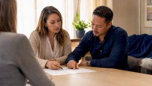 Hands holding coparenting plan in therapy session