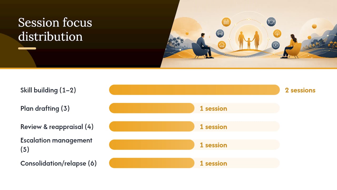 A six-session therapist roadmap for rolling out the plan — overview diagram