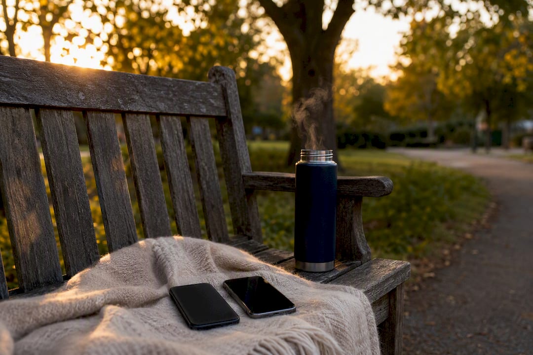 Two smartphones and coffee symbolizing co-parenting communication