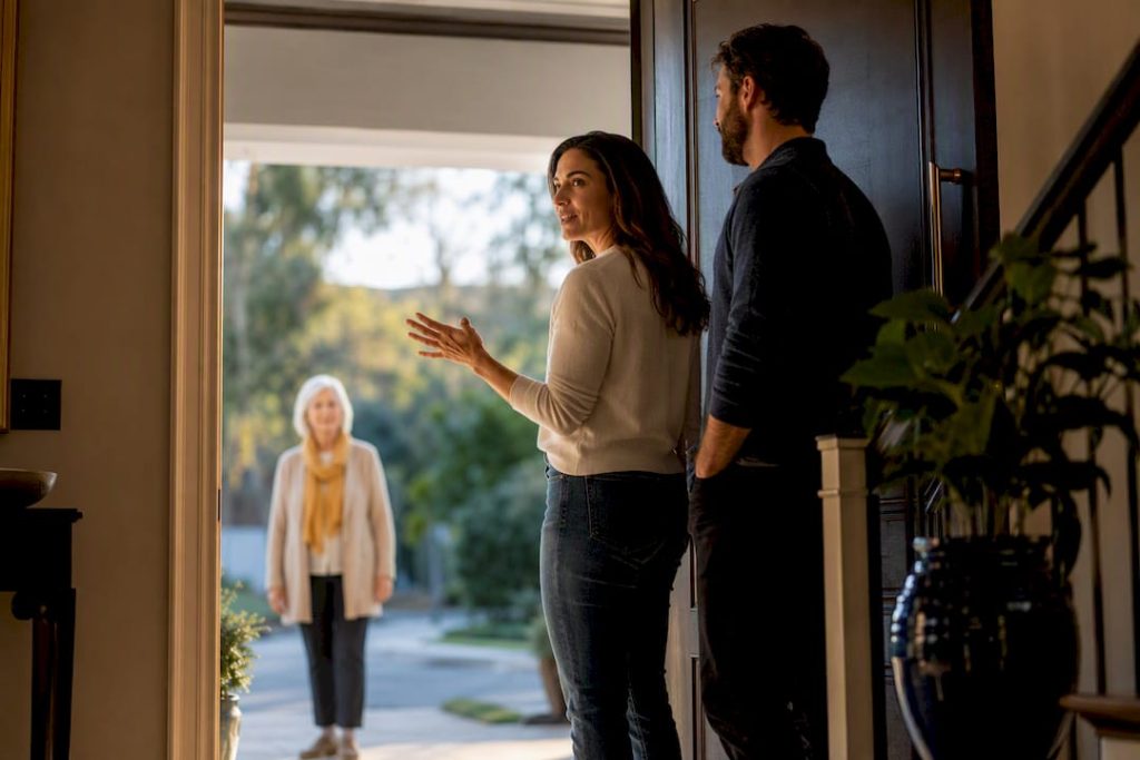 Couple discussing boundary with an in-law