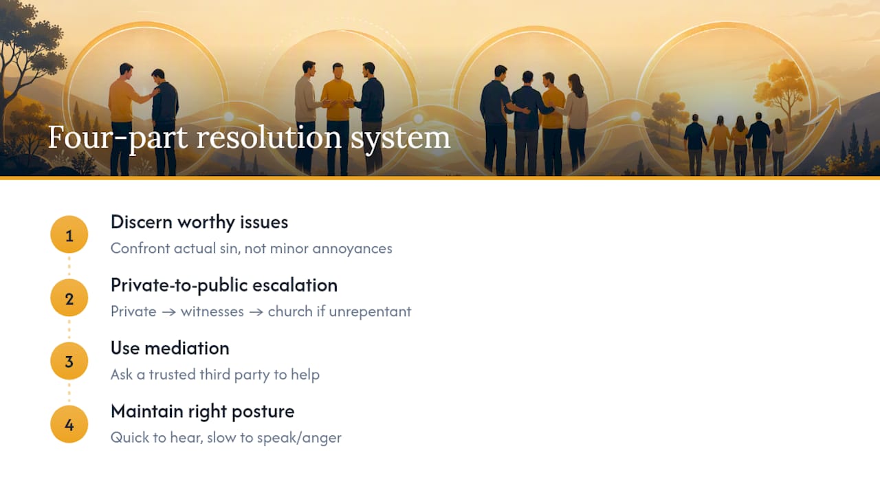 Four-part Christian conflict resolution system