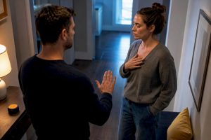 Couple practicing a calm conversation pause