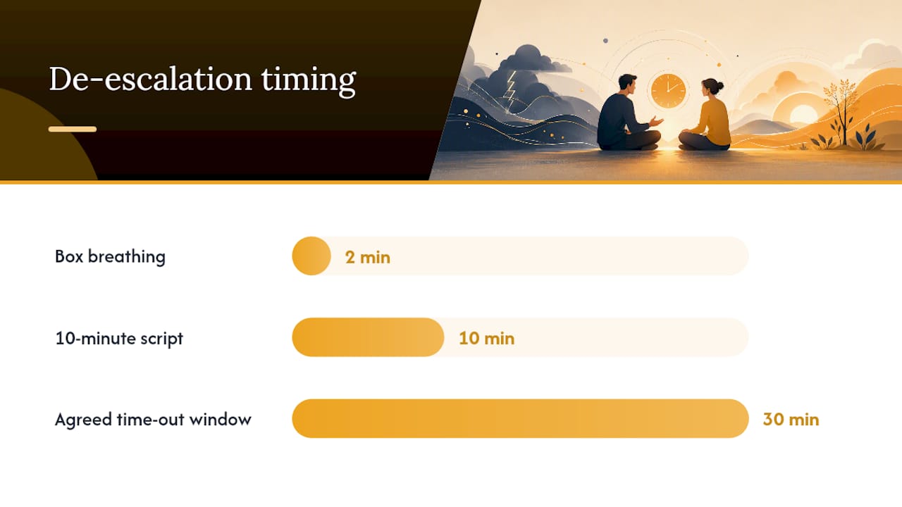The 10-Minute De-Escalation Toolkit for Stopping a Fight Fast — overview diagram