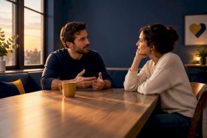 Couple practicing calm reflective listening