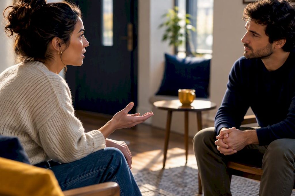 Couple practicing a calmer relationship conversation