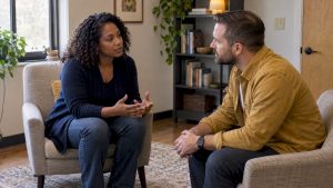 Co-parents rehearsing a calm boundary conversation